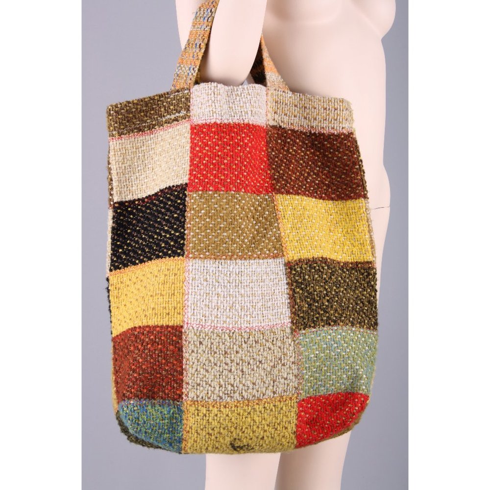 Vintage 70s Patchwork Shopper Hippie Tote Bag - Picture 2 of 7